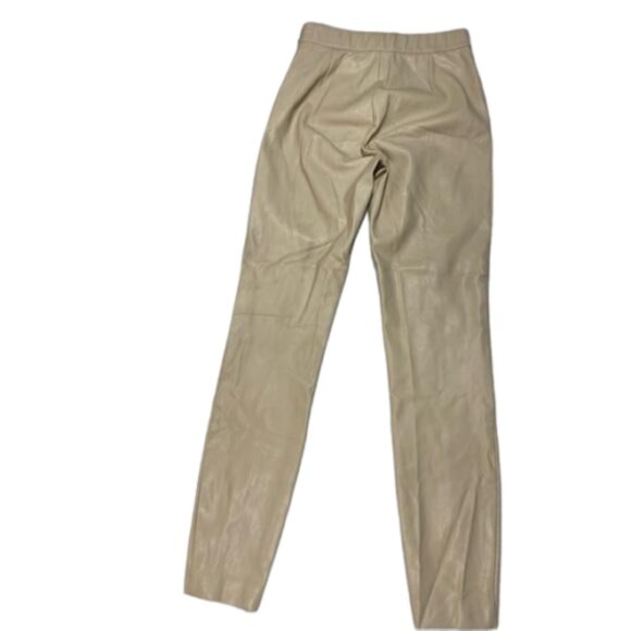 Zara Faux Leather Beige Skinny Side Zip Pants Size S #1450 - Picture 7 of 14